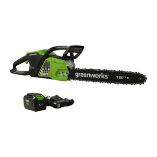 Motosierra eléctrica Greenworks 48V inalámbrica 16" 2Kw, incluye batería 4Ah y cargador