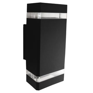 Luminaria pared rectangular doble aluminio negro exterior