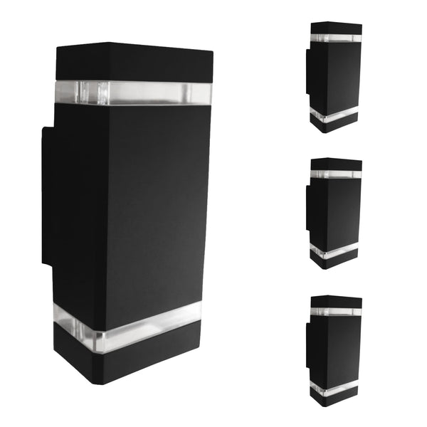 4 Luminarias pared rectangular doble aluminio negro exterior