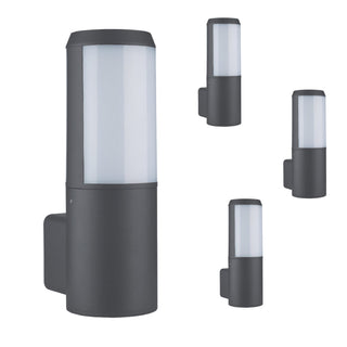 4 Luminarias pared cilíndrica gris exterior para E26