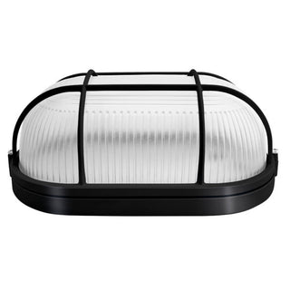 Luminaria pared náutica rejilla negra cubierta opalina Max 25W