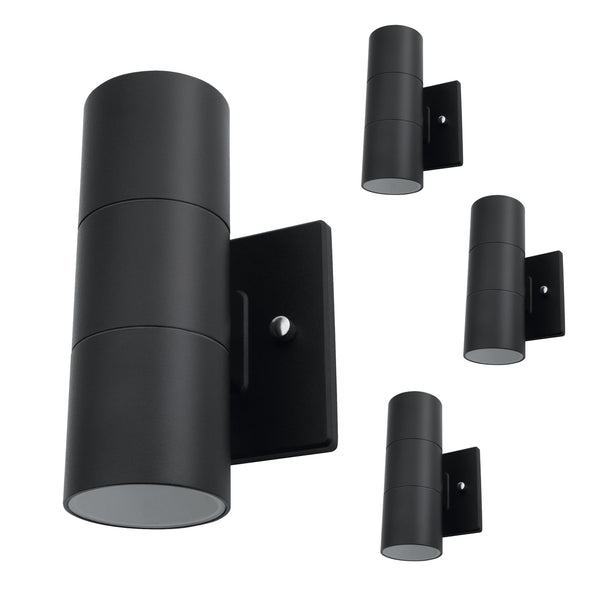 4 Luminarias pared cilindro doble negro mate exterior 2XGU10