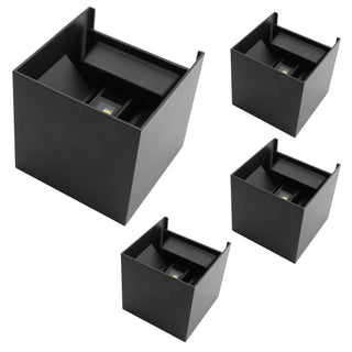 4 Luminarias LED pared aluminio negro exterior 10W Blanco frio