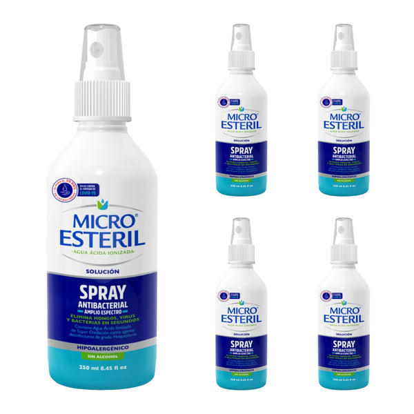 4 Pack Spray antibacterial Micro Esteril agua ácida ionizada 250 ml