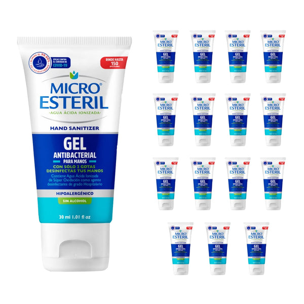 Kit 15 Gel antibacterial Micro Esteril agua ácida ionizada 30 ml 150 aplicaciones