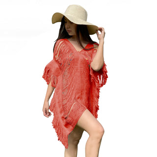 Comprar ladrillo Salida de playa pareo vestido deshilado cuello V Para Mujer